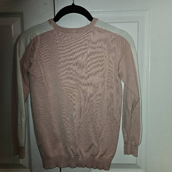 GUESS Los Angeles lightweight sweater Girls Size 10 Pink, White and gold sequins - Picture 2 of 4
